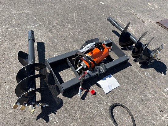 NEW WOLVERINE ADB-13-1218R AUGER DRIVE & BIT SKID STEER ATTACHMENT includes 12in. & 18in.