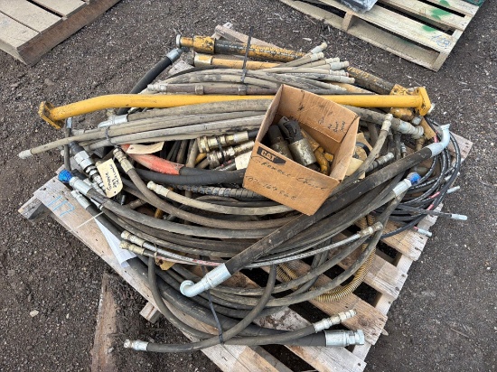 PALLET OF ASSORTED HYDRAULIC HOSES SUPPORT EQUIPMENT