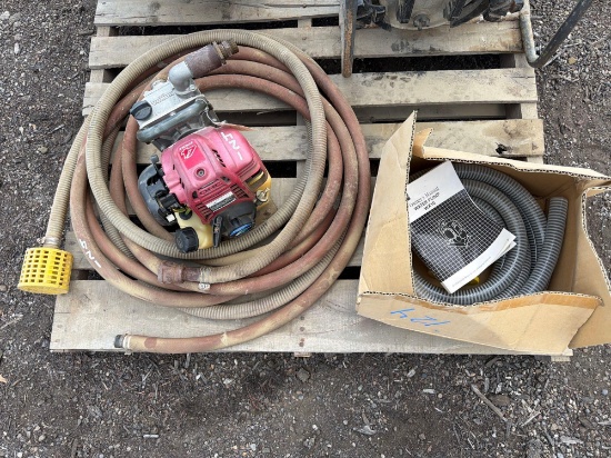 HONDA WX10 1IN. PUMP, HONDA GAS ENGINE, WITH SUCTION HOSE & SPARE NEW SUCTION HOSE SUPPORT EQUIPMENT