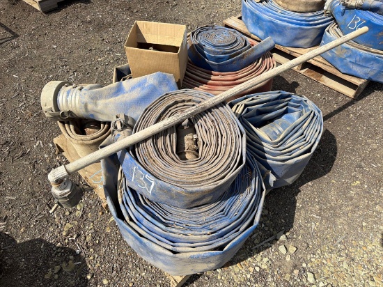 PALLET OF 4IN. & 6IN. LAYFLAT PUMP DISCHARGE HOSE SUPPORT EQUIPMENT