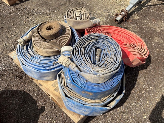 PALLET OF 4IN. & 6IN. LAYFLAT PUMP DISCHARGE HOSE SUPPORT EQUIPMENT