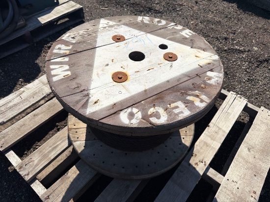 REEL OF 5/8 IN. WIRE ROPE CABLE SUPPORT EQUIPMENT
