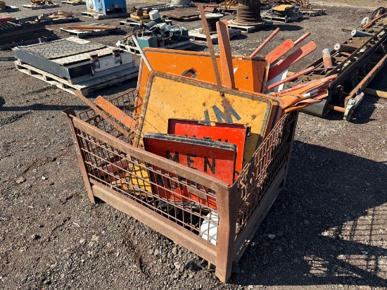 CRATE OF CONSTRUCTION SIGNS SUPPORT EQUIPMENT