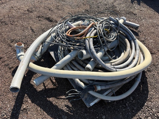 PALLET OF ASSORTED HOSE & ELECTRIC CABLE SUPPORT EQUIPMENT