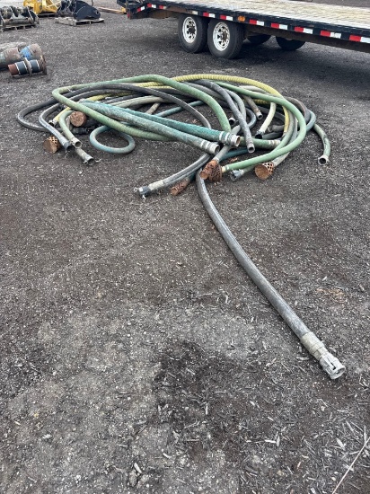 QTY OF ASSORTED SIZE PUMP SUCTION HOSES SUPPORT EQUIPMENT