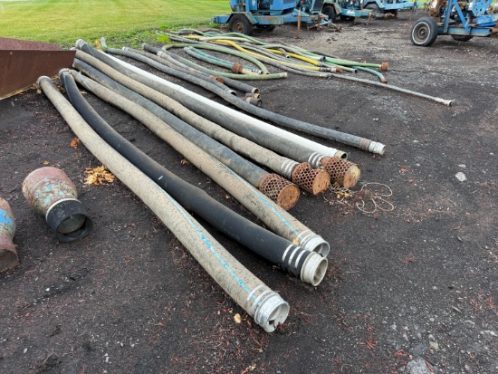 QTY OF ASST'D SIZE PUMP SUCTION HOSES SUPPORT EQUIPMENT
