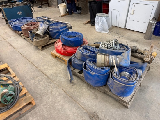 QTY OF LAY FLAT PUMP DISCHARGE HOSES SUPPORT EQUIPMENT