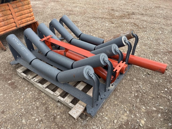 (6) NEW TROUGHING ROLLERS, (2) RETURN ROLLERS SUPPORT EQUIPMENT