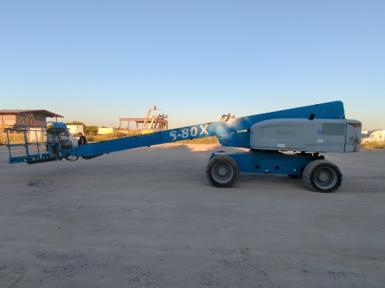 GENIE S80X BOOM LIFT SN:11016 4x4, powered by diesel engine, equipped with 80ft. Platform height,