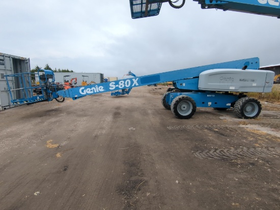 GENIE S80X BOOM LIFT SN:10754 4x4, powered by diesel engine, equipped with 80ft. Platform height,