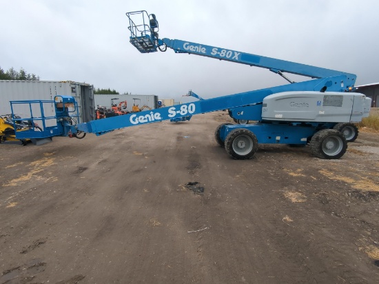 GENIE S80X BOOM LIFT SN:11744 4x4, powered by diesel engine, equipped with 80ft. Platform height,