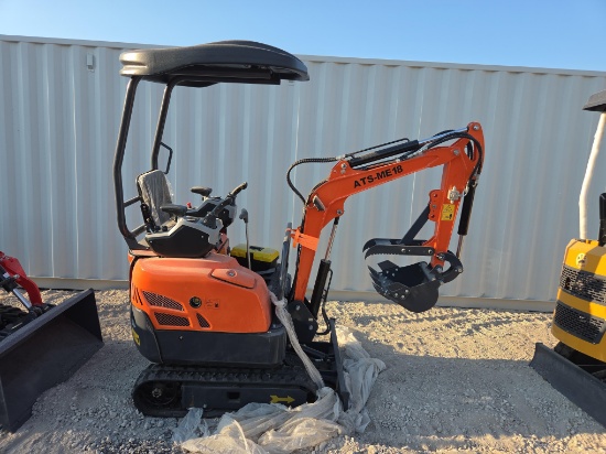 NEW ATS-ME18 HYDRAULIC EXCAVATOR powered by gas engine, equipped with OROPS, front blade, rubber