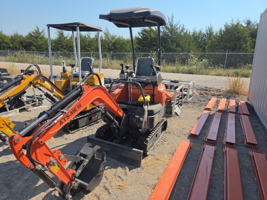 NEW ATS-ME18 HYDRAULIC EXCAVATOR powered by gas engine, equipped with OROPS, front blade, rubber
