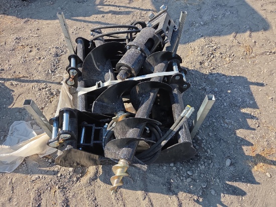 NEW (10) EXCAVATOR ATTACHMENT includes 8in., 20in., 32in., ripper, rake, grabber, auger, auger rod,