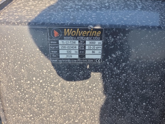 NEW WOLVERINE TL-12-72W 72IN. TILLER SKID STEER ATTACHMENT