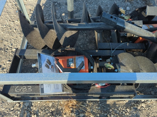 NEW WOLVERINE ADB-13-1218R AUGER DRIVE & BIT SKID STEER ATTACHMENT includes 12in. & 18in.