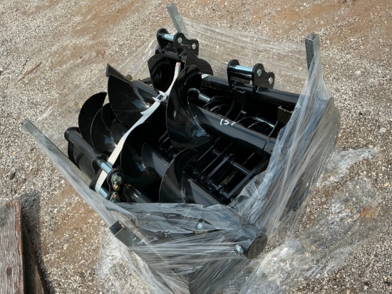 NEW (10) EXCAVATOR ATTACHMENT includes 8in., 20in., 32in., ripper, rake, grabber, auger, auger rod,