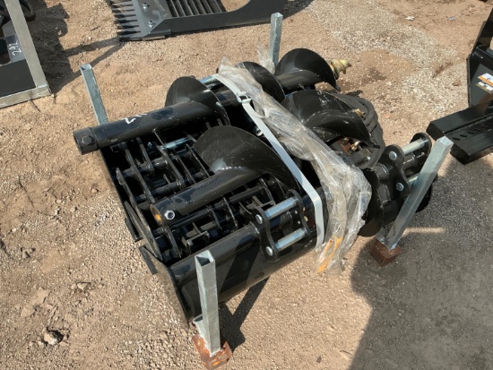 NEW (10) EXCAVATOR ATTACHMENT includes 8in., 20in., 32in., ripper, rake, grabber, auger, auger rod,