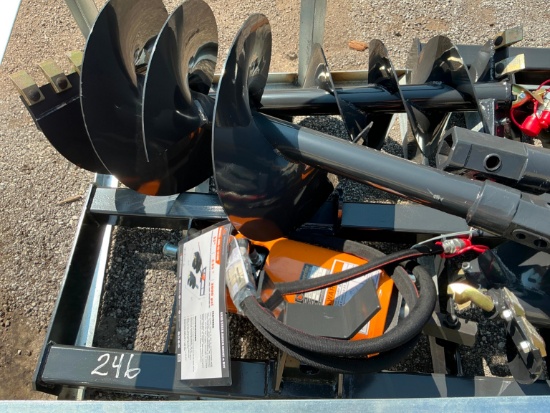 NEW WOLVERINE ADB-13-1218R AUGER DRIVE & BIT SKID STEER ATTACHMENT includes 12in. & 18in.