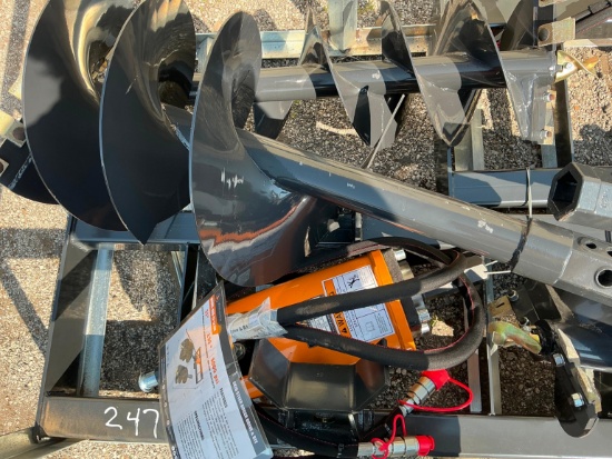 NEW WOLVERINE ADB-13-1218R AUGER DRIVE & BIT SKID STEER ATTACHMENT includes 12in. & 18in.