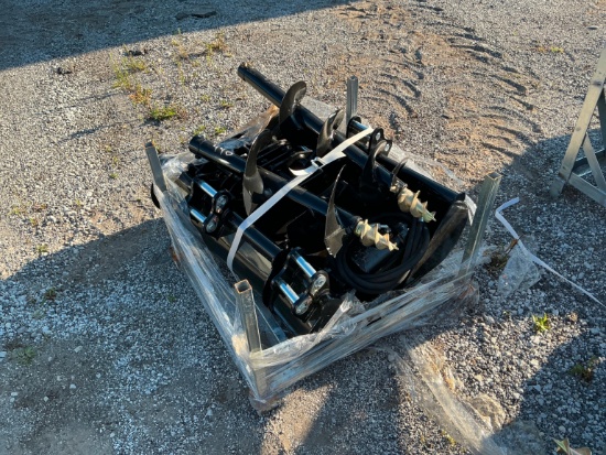 NEW (10) EXCAVATOR ATTACHMENT includes 8in., 20in., 32in., ripper, rake, grabber, auger, auger rod,