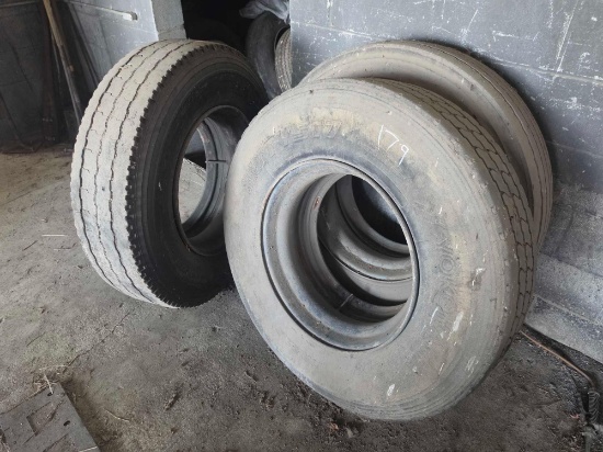 (3) SPLIT RIM TIRES (11R22.5) SUPPORT EQUIPMENT