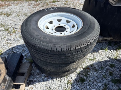 (3) Goodride St235/80r16 Tires Mounted On 8-Lug Wheels