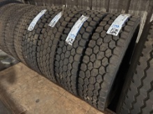 (4) NEW BRIDGESTONE 11R22.5 SUPPORT EQUIPMENT