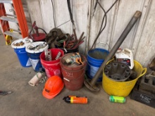 (8) BUCKETS WITH TOOLS AND BASKET OF MISC SUPPORT EQUIPMENT