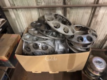 BOX OF MISC HUB CAPS SUPPORT EQUIPMENT