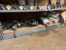 SHELF SUPPORT - (2) DRILLS, PAINT ROLLER, PAINT SUPPORT EQUIPMENT
