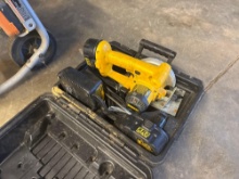 DEWALT TRIM SAW WITH BATTERY AND CHARGER SUPPORT EQUIPMENT