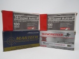 4 Boxes of Assorted .38 Super Auto +P-