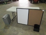 Table, Paper Shredder and White Board-