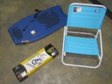 Boogie Boards, Beach Chair and Horse Shoe Set-