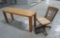 Butcher Block Table and Rolling Chair-