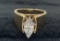 14Kt Yellow Gold Wide Solitaire Ring w/ Diamond-