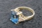 14K Yellow Gold Cocktail Ring w/ Blue Emerald-