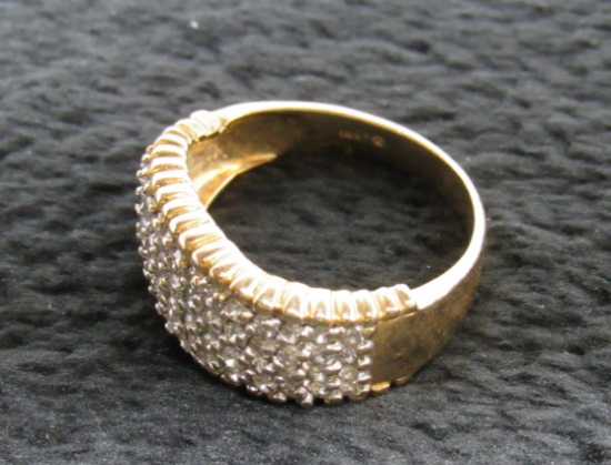 14K Gold Pave Set Diamond Ring-