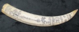Vintage Scrimshaw Style Simulated Whale Tooth-
