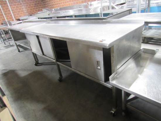Rolling Stainless Steel Table With Cabinets-