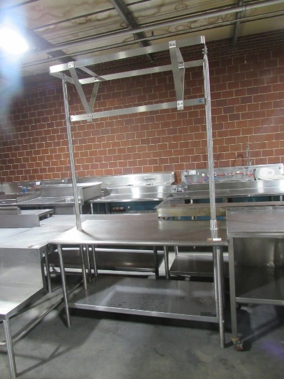 Stainless Steel Table With Pot Rack-