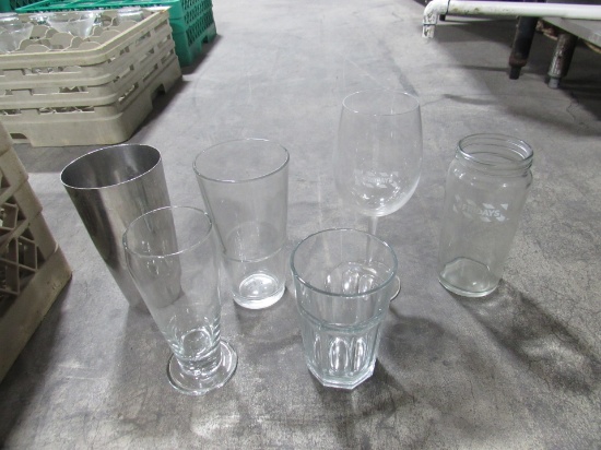Assorted Glasses and Glass Carriers-