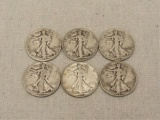 (qty - 6) Walking Liberty Half Dollars-