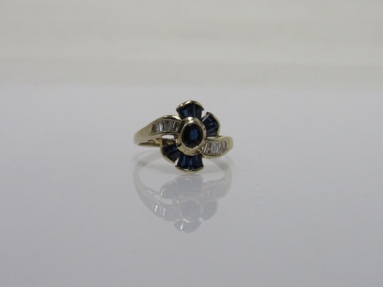 14kt Yellow Gold Sapphire and Diamond Ring