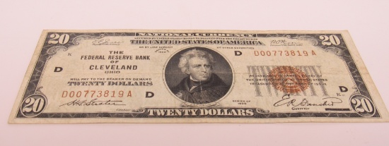 1929 US "Cleveland" National Currency Brown Note