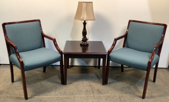 End Table, Lamp, & Chairs