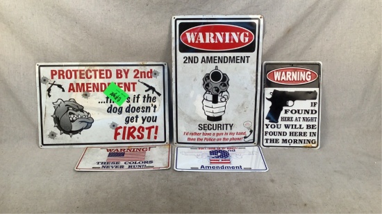 (5)Assorted Firearm / Patriotic Plates/signs