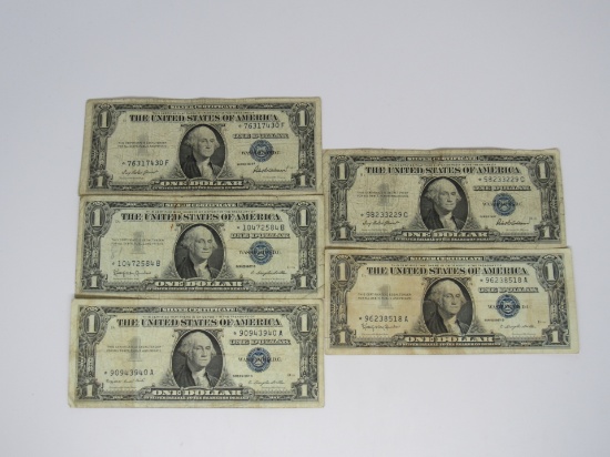 (5) $1 Silver Certificate "Star " Notes