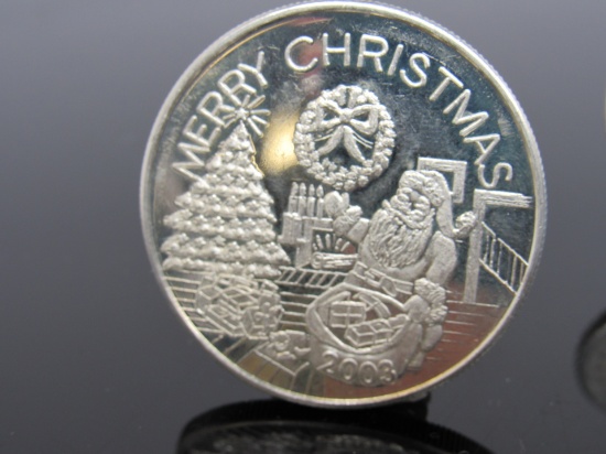 2003 Merry Christmas 1 Troy Ounce Silver Round